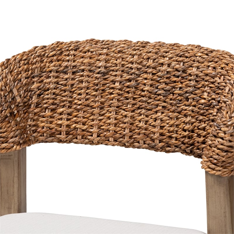Baxton Studio Chloe Brown Mahogany Wood and Natural Rattan Dining Chair