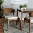Baxton Studio Chloe Brown Mahogany Wood and Natural Rattan Dining Chair