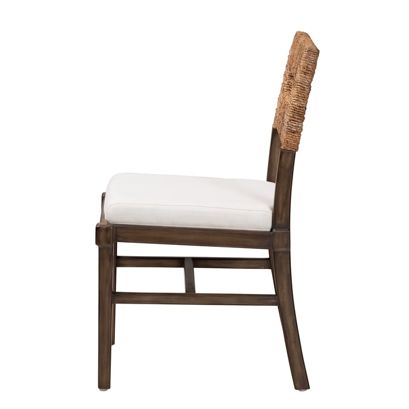 Baxton Studio Porsha Brown Mahogany Wood and Natural Rattan Dining Chair