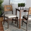 Baxton Studio Porsha Brown Mahogany Wood and Natural Rattan Dining Chair