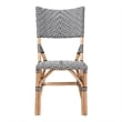 Baxton Studio Wagner Black and White Weaving and Natural Rattan Bistro Chair