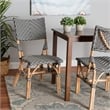Baxton Studio Wagner Black and White Weaving and Natural Rattan Bistro Chair