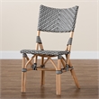 Baxton Studio Wagner Black and White Weaving and Natural Rattan Bistro Chair