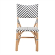 Baxton Studio Shai Gray and White Weaving and Natural Rattan Bistro Chair