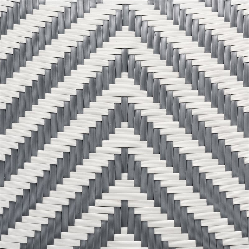Baxton Studio Shai Gray and White Weaving and Natural Rattan Bistro Chair