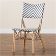 Baxton Studio Shai Gray and White Weaving and Natural Rattan Bistro Chair