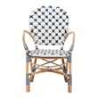 Baxton Studio Bryson Blue and White Weaving and Natural Rattan Bistro Chair