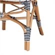 Baxton Studio Bryson Blue and White Weaving and Natural Rattan Bistro Chair