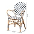 Baxton Studio Bryson Blue and White Weaving and Natural Rattan Bistro Chair