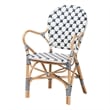 Baxton Studio Bryson Blue and White Weaving and Natural Rattan Bistro Chair
