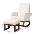 Baxton Studio Yashiya White Upholstered Brown Wood 2-Piece Chair and Ottoman Set