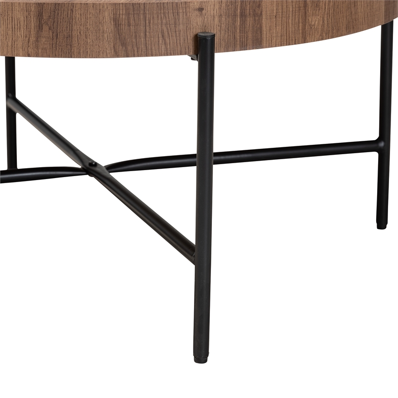 Baxton Studio Umar Brown Finished Wood and Black Metal Coffee Table