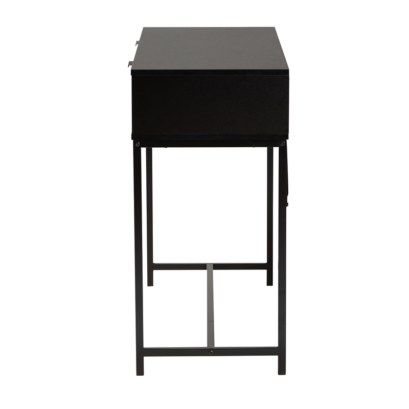 Baxton Studio Jacinth Two-Tone Brown Wood and Black Metal 2-Drawer Console Table