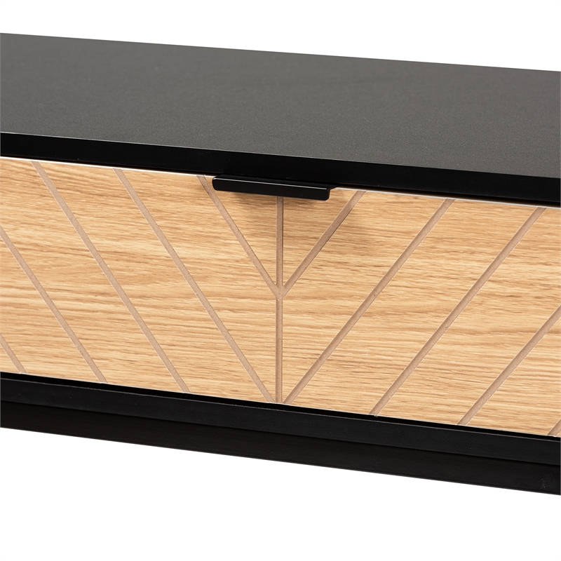Baxton Studio Jacinth Two-Tone Brown Wood and Black Metal 2-Drawer Console Table
