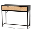 Baxton Studio Jacinth Two-Tone Brown Wood and Black Metal 2-Drawer Console Table