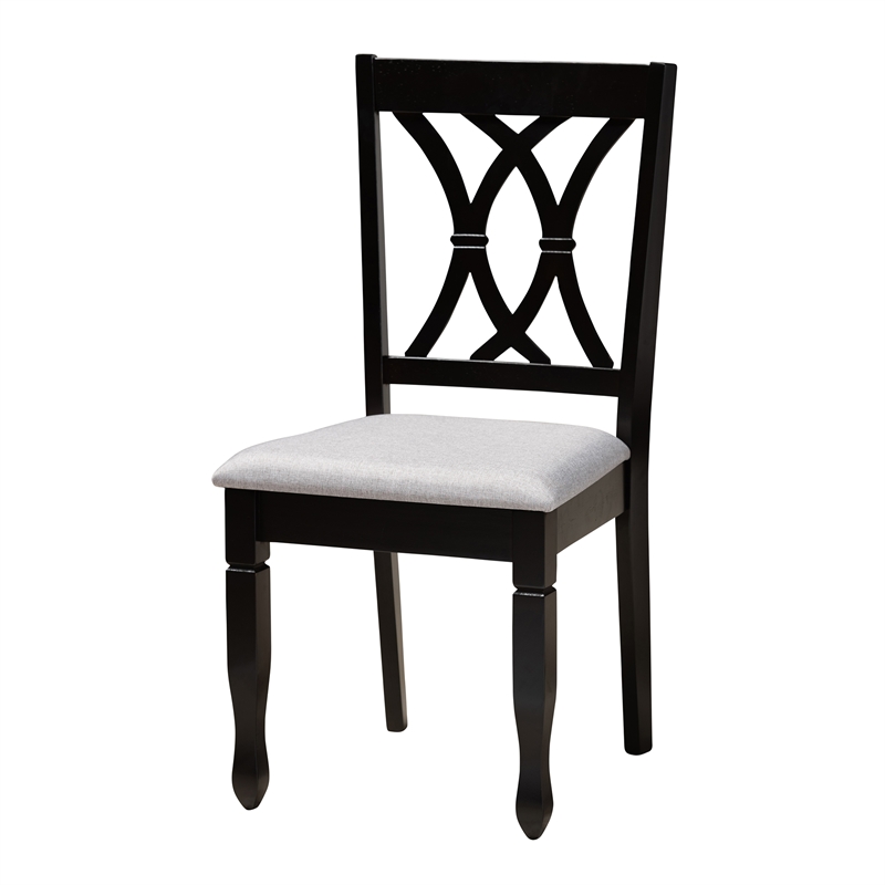 Baxton Studio Maya Grey Fabric and Espresso Brown Wood 5-Piece Dining Set