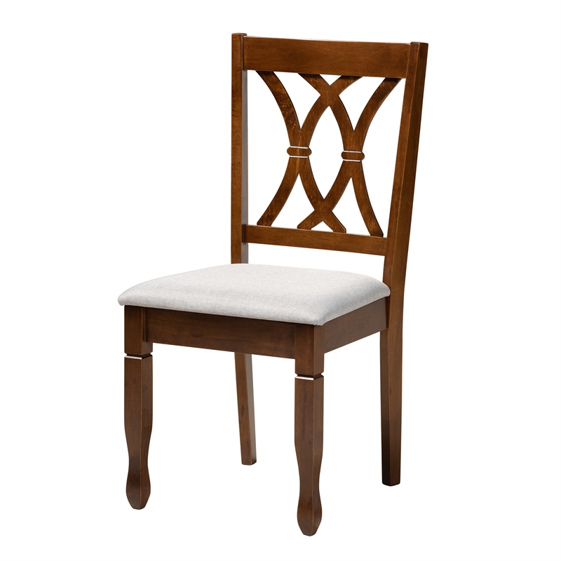 Baxton Studio Maya Grey Fabric and Walnut Brown Wood 7-Piece Dining Set