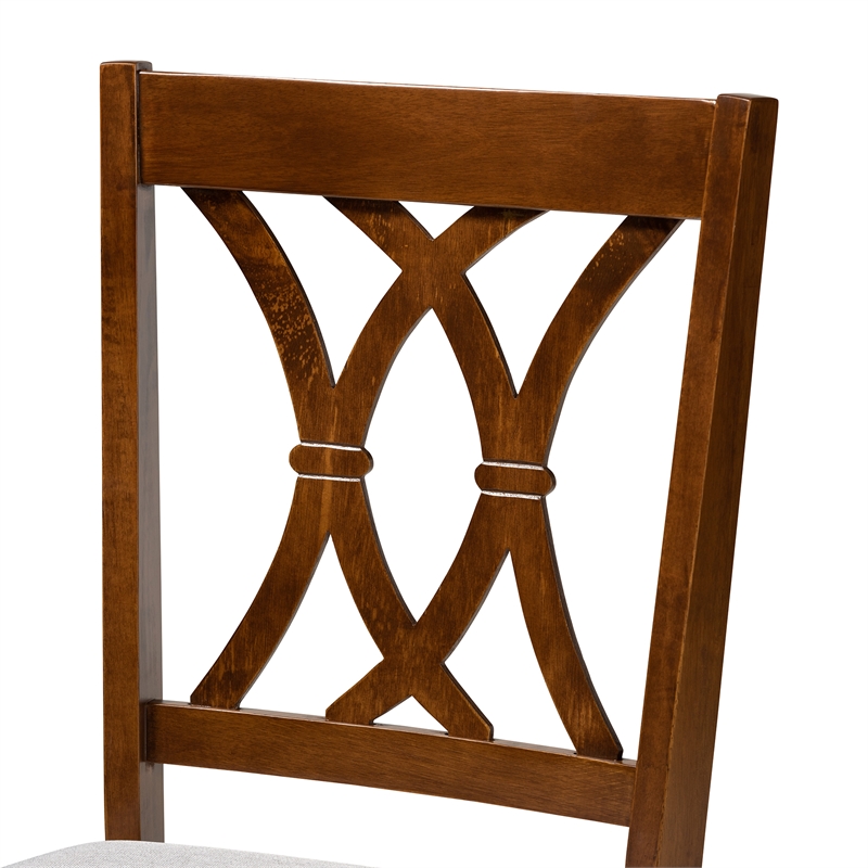 Baxton Studio Maya Grey Fabric and Walnut Brown Wood 7-Piece Dining Set