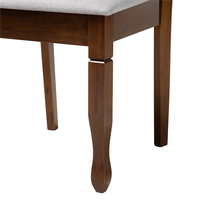Baxton Studio Maya Grey Fabric and Walnut Brown Wood 7-Piece Dining Set