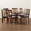 Baxton Studio Maya Grey Fabric and Walnut Brown Wood 7-Piece Dining Set