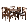 Baxton Studio Maya Grey Fabric and Walnut Brown Wood 7-Piece Dining Set