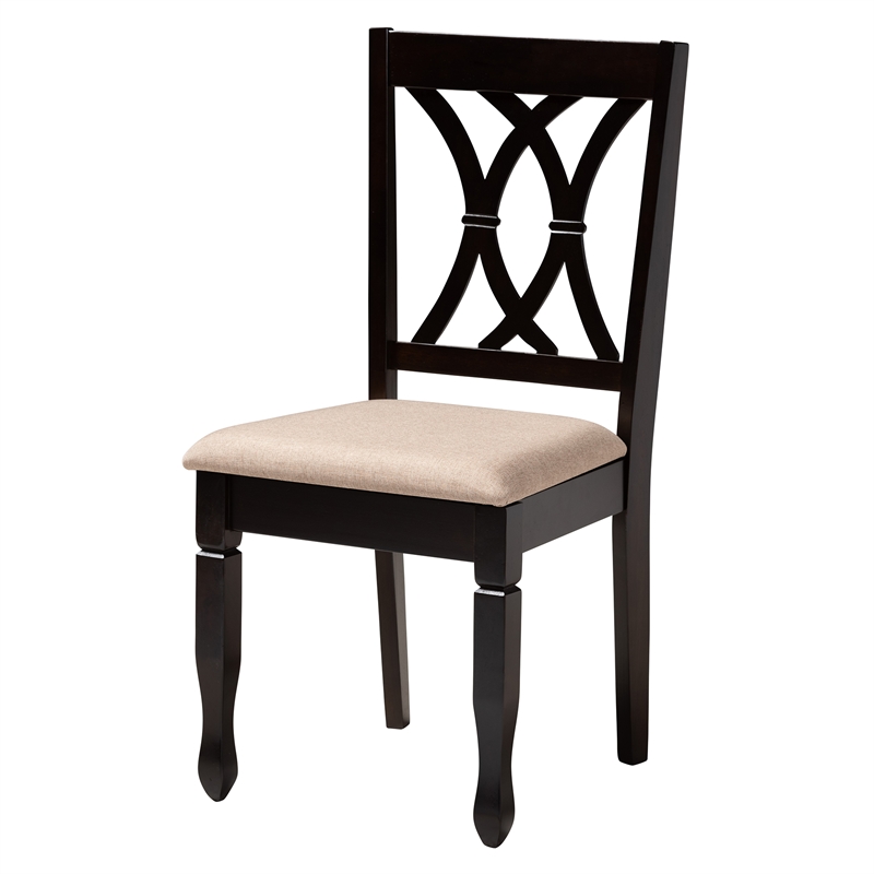 Baxton Studio Maya Beige Fabric and Espresso Brown Wood 5-Piece Dining Set