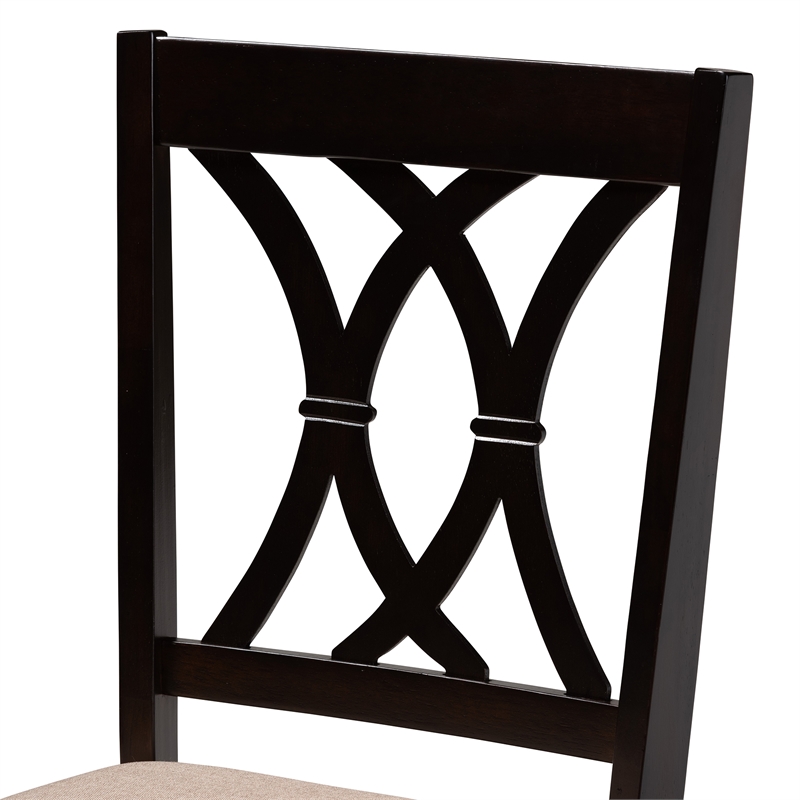 Baxton Studio Maya Beige Fabric and Espresso Brown Wood 5-Piece Dining Set