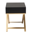 Baxton Studio Lilibet Black Finished Wood and Gold Metal 1-Drawer End Table