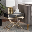Baxton Studio Lilibet Black Finished Wood and Gold Metal 1-Drawer End Table