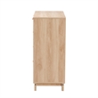 Baxton Studio Elsbeth Oak Brown Wood and Natural Rattan 5-Drawer Storage Cabinet