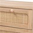 Baxton Studio Elsbeth Oak Brown Wood and Natural Rattan 5-Drawer Storage Cabinet