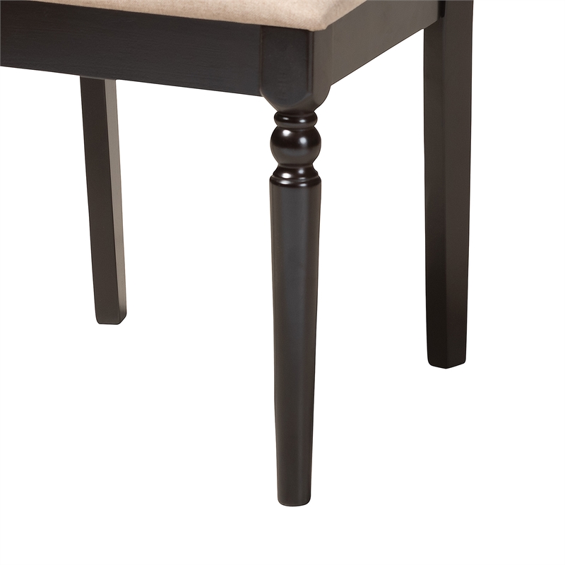 Baxton Studio Sadie Beige Fabric and Espresso Brown Wood 5-Piece Dining Set