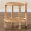 Baxton Studio Bella Brown Mahogany Wood and Natural Rattan 2-Tier End Table