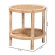 Baxton Studio Bella Brown Mahogany Wood and Natural Rattan 2-Tier End Table