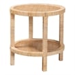 Baxton Studio Bella Brown Mahogany Wood and Natural Rattan 2-Tier End Table