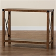 Baxton Studio Rumi Natural Brown Finished Wood and Black Metal Console Table