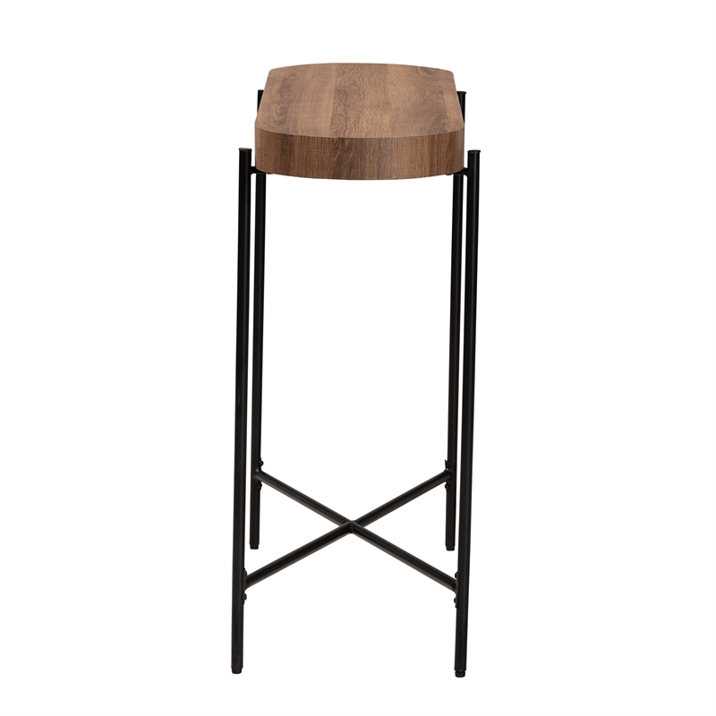 Baxton Studio Savion Walnut Brown Finished Wood and Black Metal Console Table