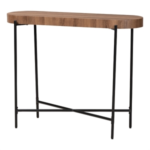Baxton Studio Savion Walnut Brown Finished Wood and Black Metal Console Table