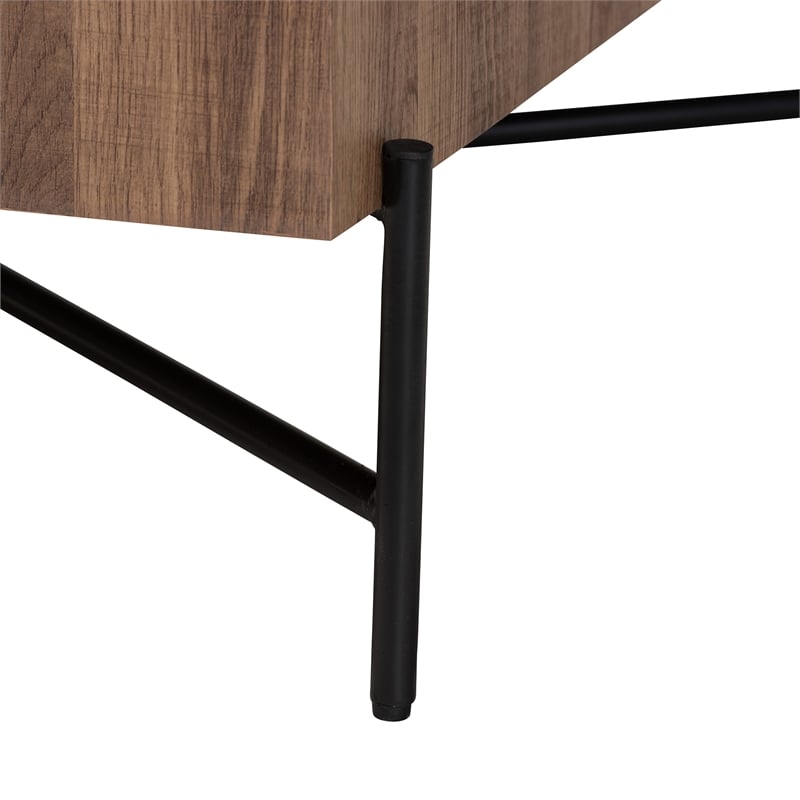 Baxton Studio Savion Walnut Brown Finished Wood and Black Metal Coffee Table