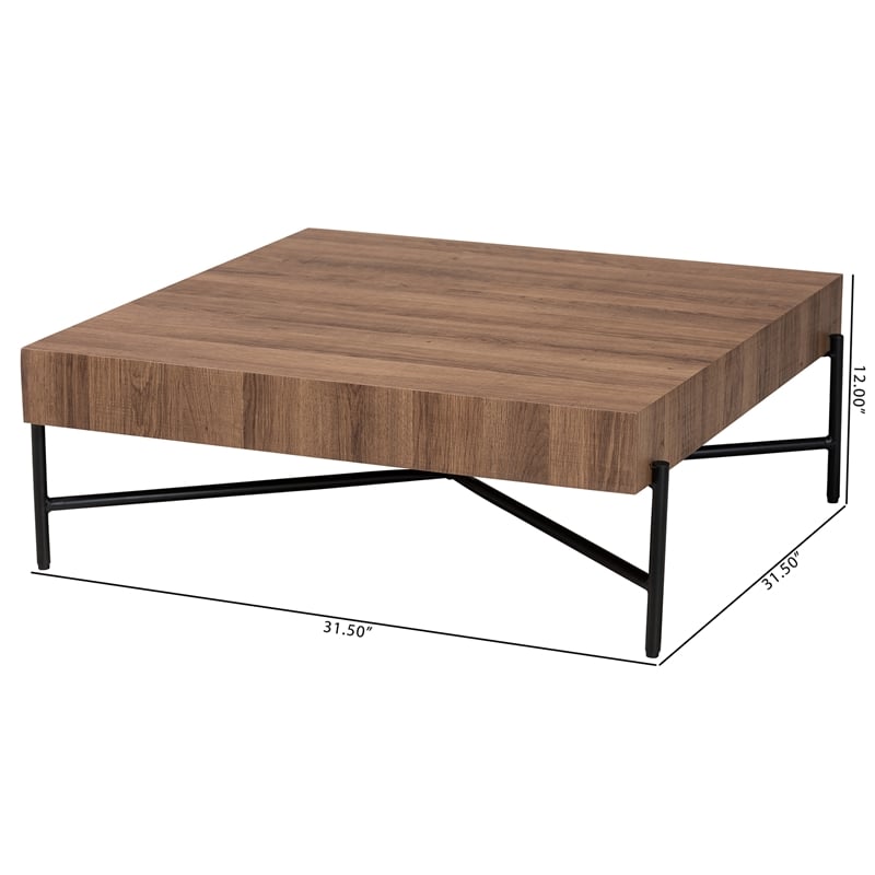 Baxton Studio Savion Walnut Brown Finished Wood and Black Metal Coffee Table