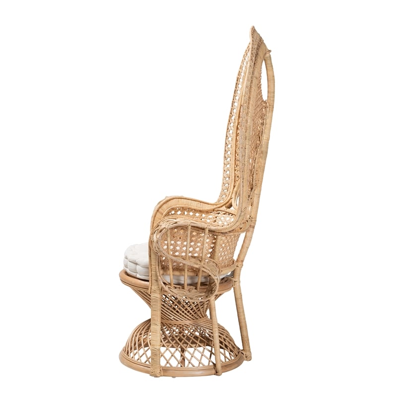 Baxton Studio Ediva Modern Bohemian Natural Brown Rattan Peacock Accent Chair