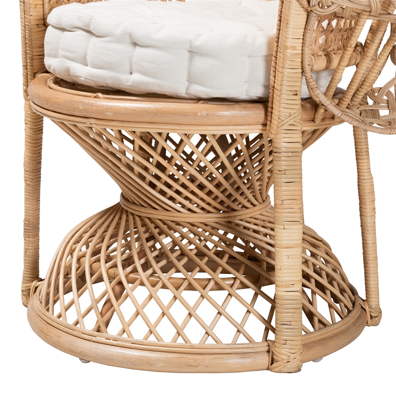 Baxton Studio Ediva Modern Bohemian Natural Brown Rattan Peacock Accent Chair