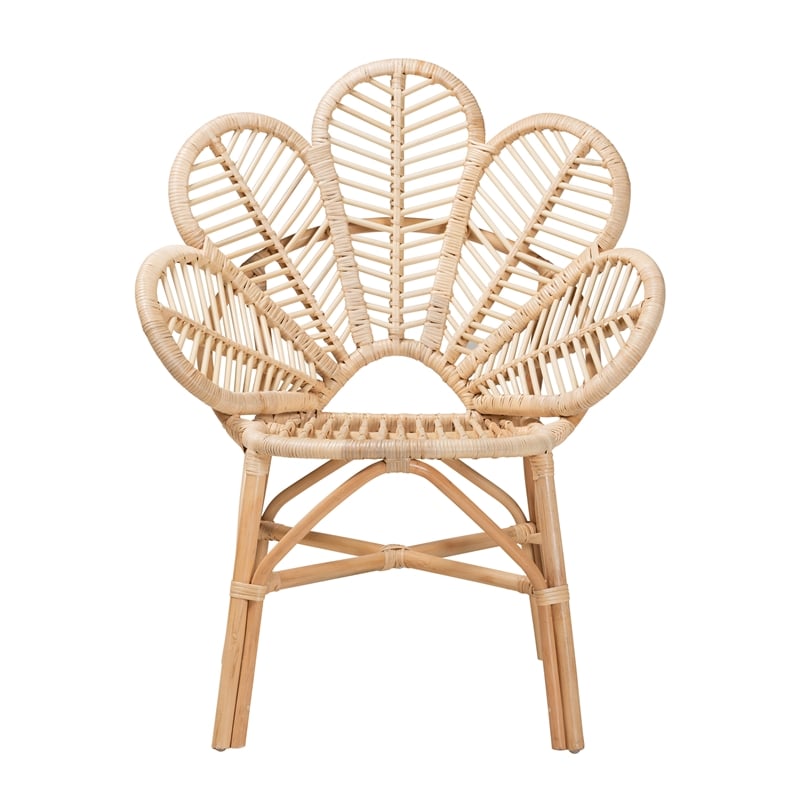 Baxton Studio Bianca Modern Bohemian Natural Brown Rattan Flower Chair