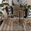 Baxton Studio Wallis Two-Tone Black and White Weaving and Rattan Dining Chair