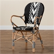 Baxton Studio Wallis Two-Tone Black and White Weaving and Rattan Dining Chair