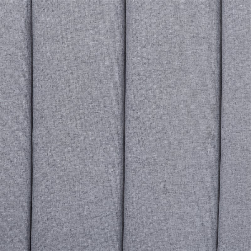 Baxton Studio Dakota Gray Fabric and Walnut Wood Queen Size Platform Canopy Bed