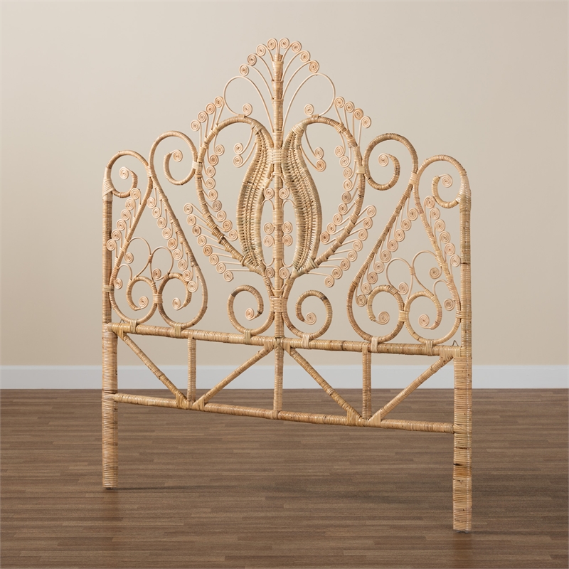Baxton Studio Caelinus Natural Brown Rattan Queen Size Standalone Headboard
