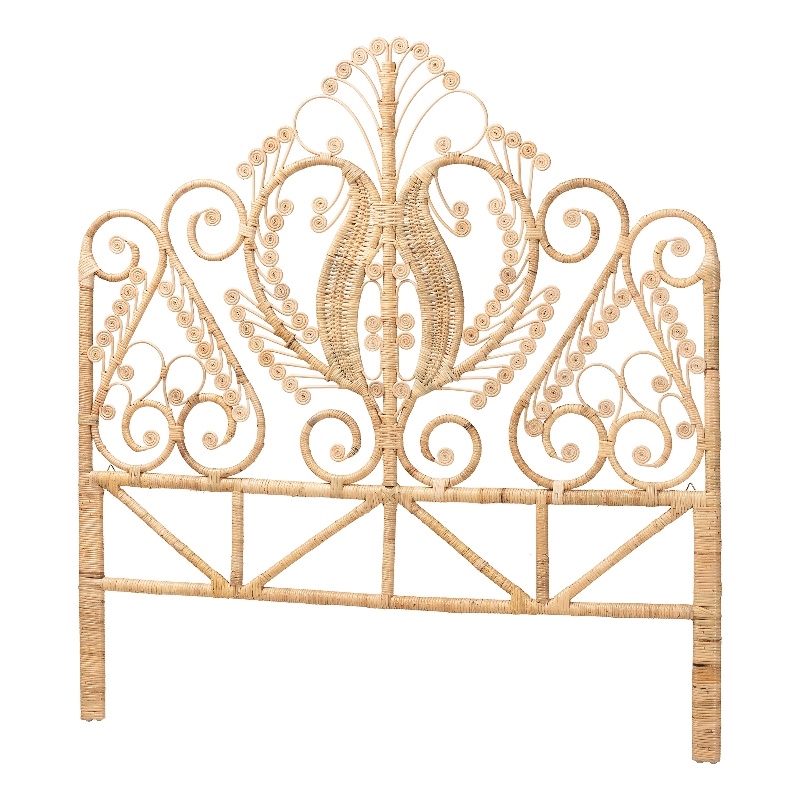 Baxton Studio Caelinus Natural Brown Rattan Queen Size Standalone Headboard