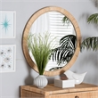 Baxton Studio Bella Natural Brown Mahognay Wood and Natural Rattan Round Mirror