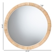 Baxton Studio Bella Natural Brown Mahognay Wood and Natural Rattan Round Mirror